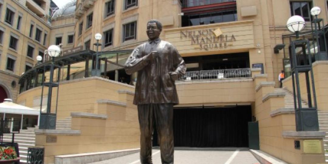 The statue of Nelson Mandela in Nelson Mandela Square, South Africa.
