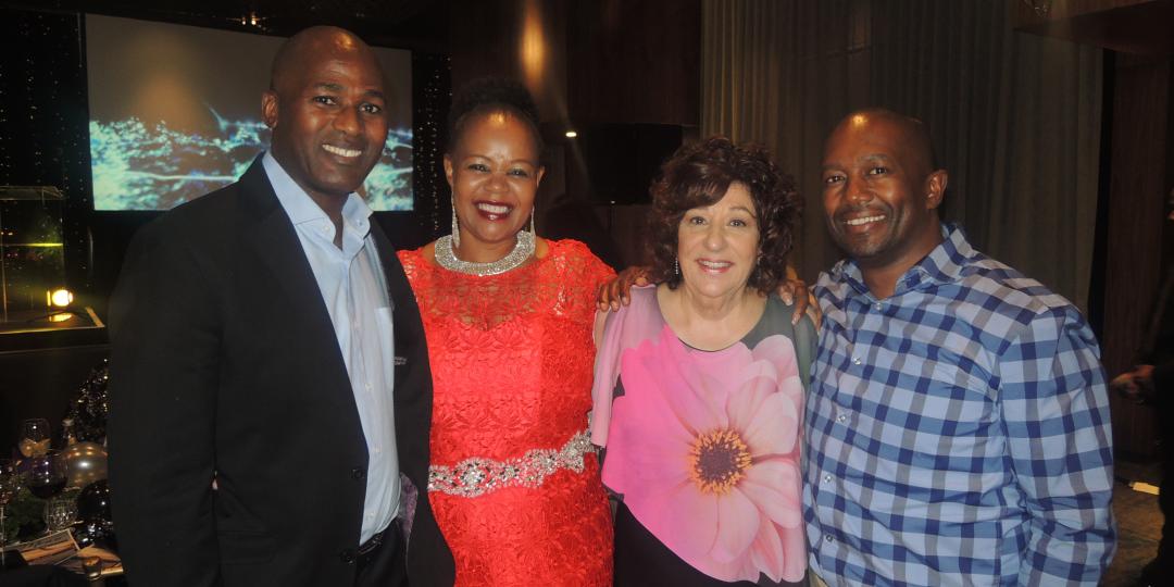 June Crawford (second right) is pictured with Blacky Komani from TBCSA (far left), Acting SAA CEO, Zuks Ramasia (second left) and CEO of South African Tourism, Sisa Ntshona.