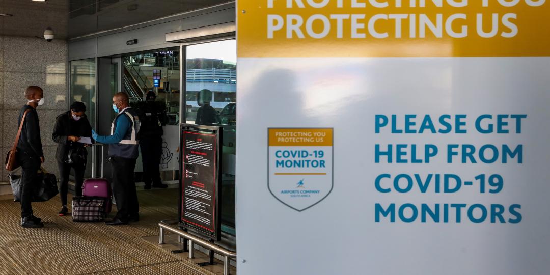 On entering the airport building, passengers have to wear masks and are screened for Covid by Port Heath officials. 