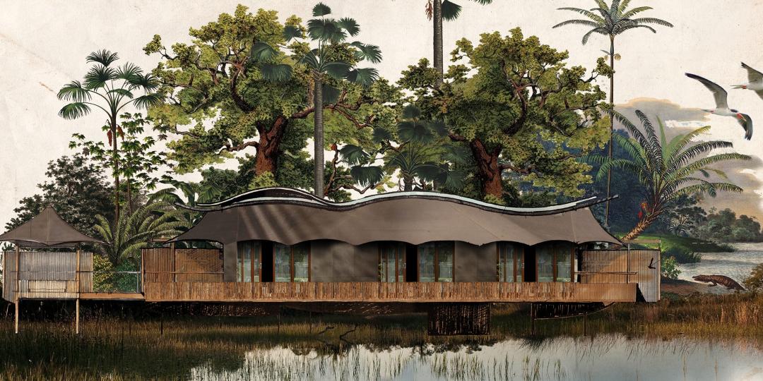 Xigera Safari Lodge suite illustration.