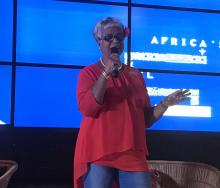 Thamendrie Vermaak speaking at the media launch of Africa’s Travel Indaba.