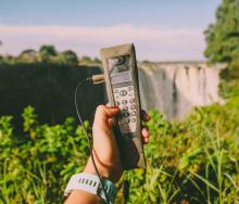 Audio guide device to guide visitors through Victoria Falls.