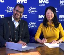 Renewing their marketing partnership at a signing ceremony in Cape Town:  Cape Town Tourism CEO, Enver Duminy, and NYC & Company MD Tourism Market Development, Makiko Matsuda Healy. Photo credit: Hilka Birns