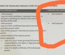 All mention of birth certificates removed for foreign visa exempt minors in new government advisory. Children from countries requiring a visa present the birth certificate when applying for the visa.
